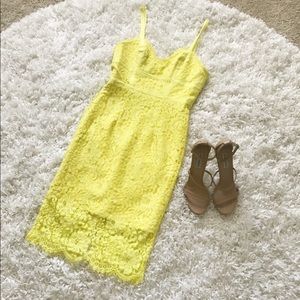 Lulus yellow lace midi dress